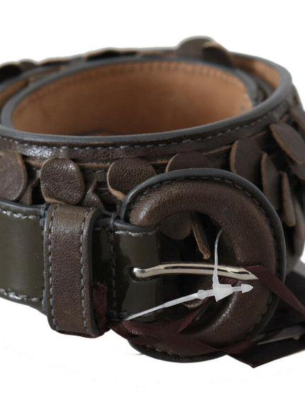 Ermanno Scervino Dark Brown Leather Round Buckle Waist Belt - Ellie Belle