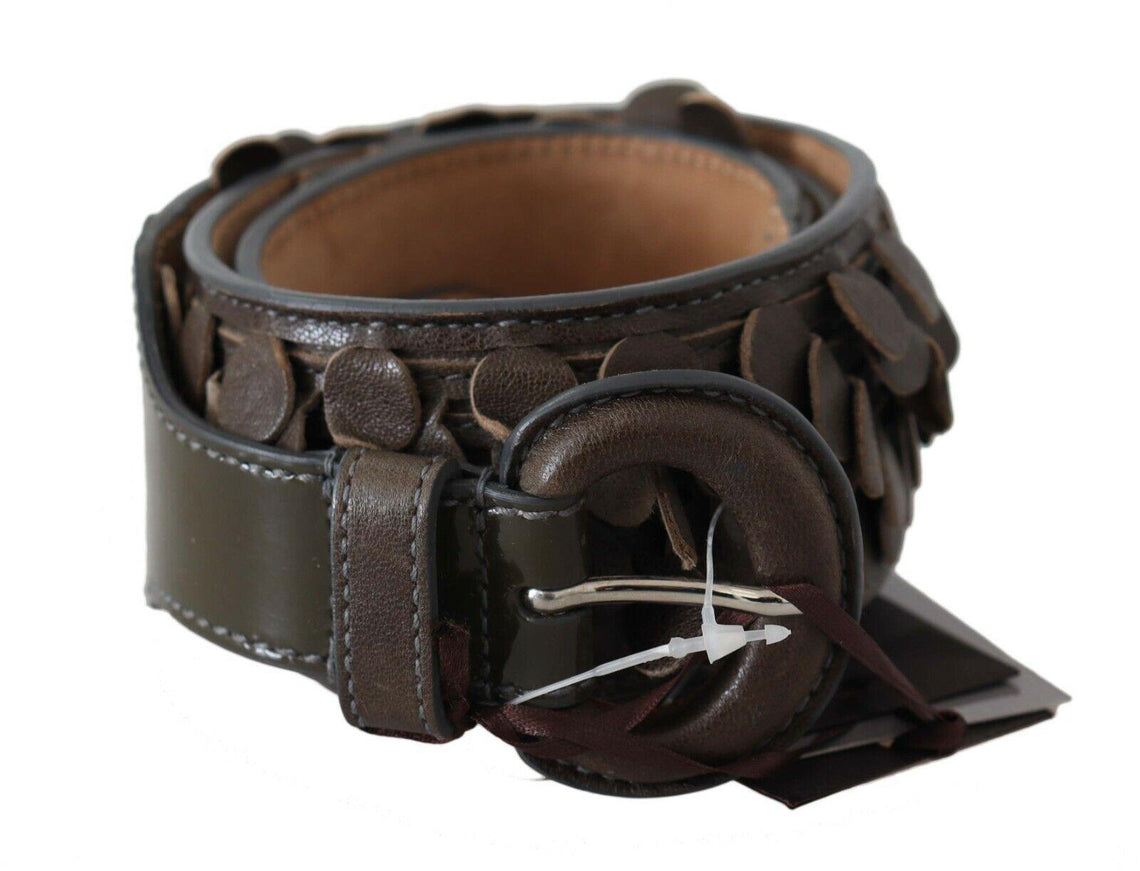 Ermanno Scervino Dark Brown Leather Round Buckle Waist Belt - Ellie Belle