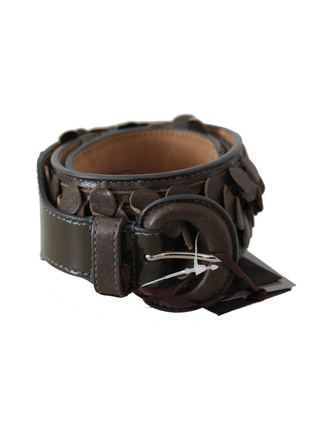 Ermanno Scervino Dark Brown Leather Round Buckle Waist Belt - Ellie Belle