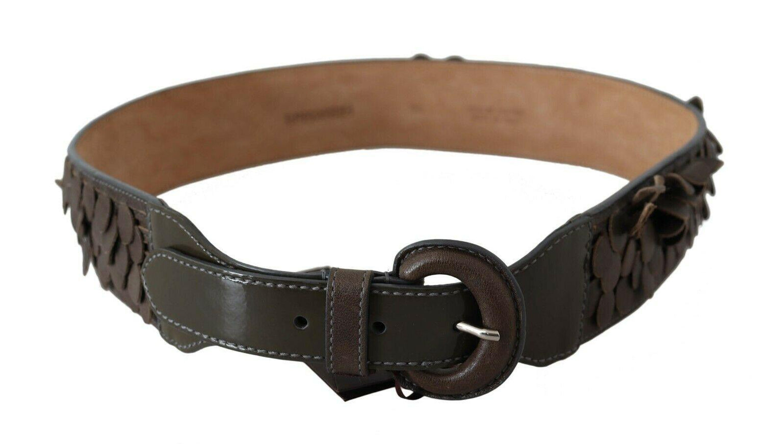 Ermanno Scervino Dark Brown Leather Round Buckle Waist Belt - Ellie Belle