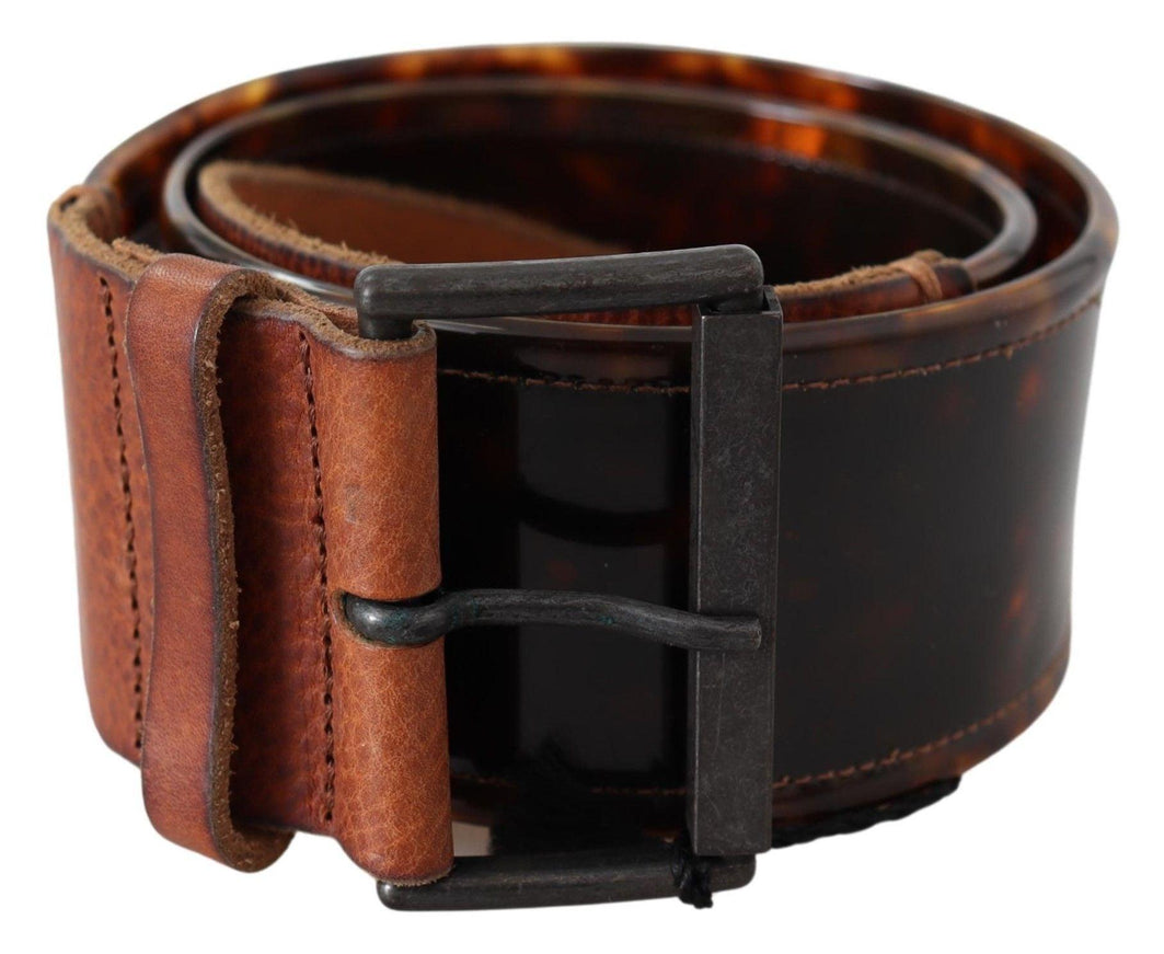 Ermanno Scervino Dark Brown Leather Wide Buckle Belt - Ellie Belle