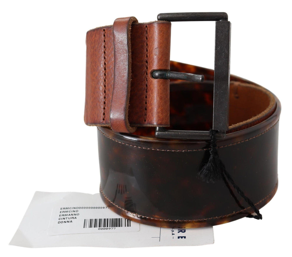 Ermanno Scervino Dark Brown Leather Wide Buckle Belt - Ellie Belle