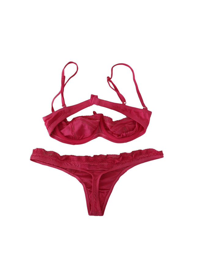 Ermanno Scervino Dark Pink Cotton Lace Trim Two Piece Underwear - Ellie Belle