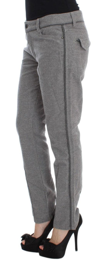 Ermanno Scervino Gray Cotton Straight Fit Casual Pants