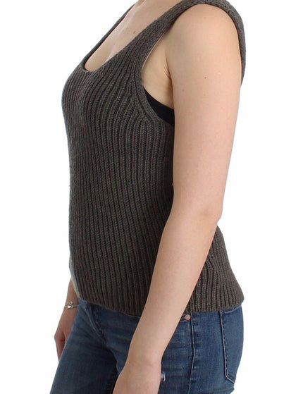 Ermanno Scervino Gray Knit Top Knitted Sweater Merino Wool - Ellie Belle