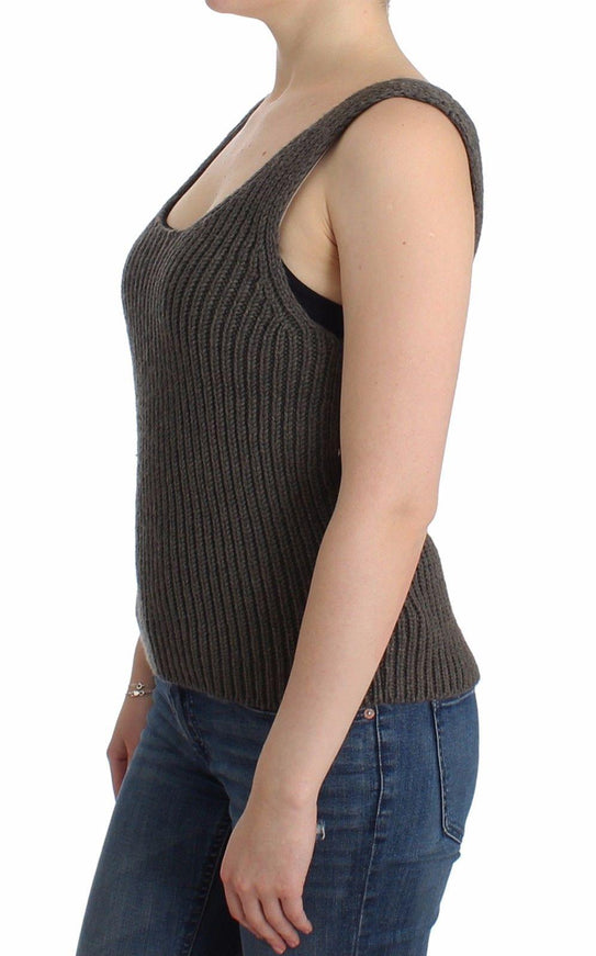 Ermanno Scervino Gray Knit Top Knitted Sweater Merino Wool