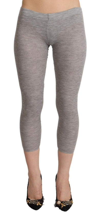 Ermanno Scervino Gray Modal Low Waist Cropped Leggings Slim Pants - Ellie Belle