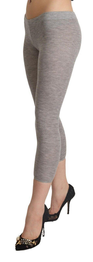 Ermanno Scervino Gray Modal Low Waist Cropped Leggings Slim Pants - Ellie Belle