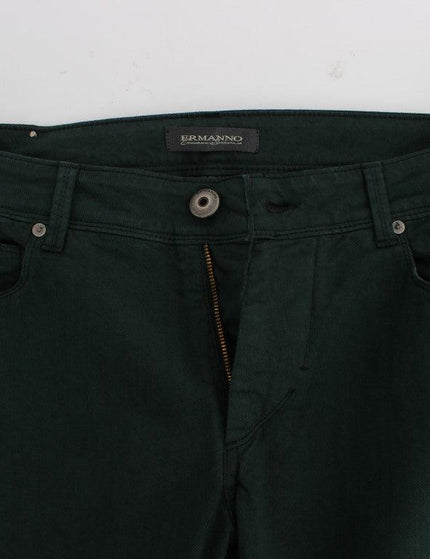 Ermanno Scervino Green Cotton Denim Stretch Straight Fit Jeans - Ellie Belle
