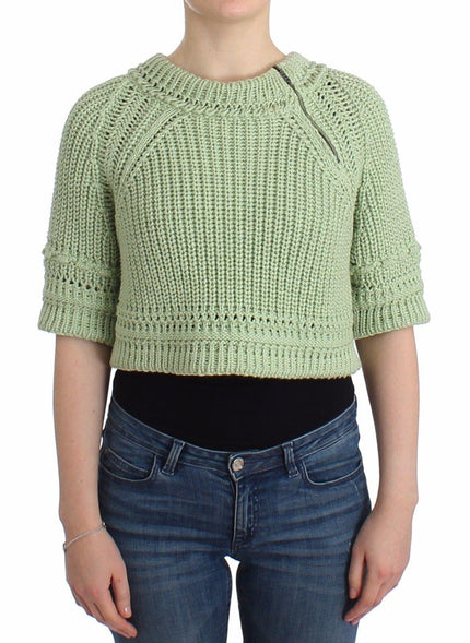 Ermanno Scervino Green Cropped Knit Sweater Knitted Jumper