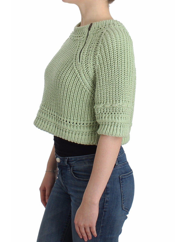 Ermanno Scervino Green Cropped Knit Sweater Knitted Jumper - Ellie Belle