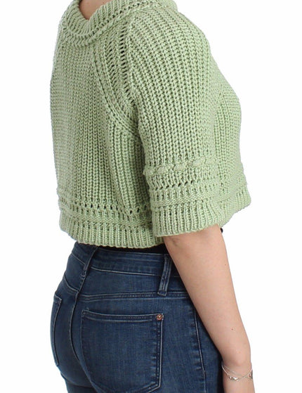 Ermanno Scervino Green Cropped Knit Sweater Knitted Jumper - Ellie Belle