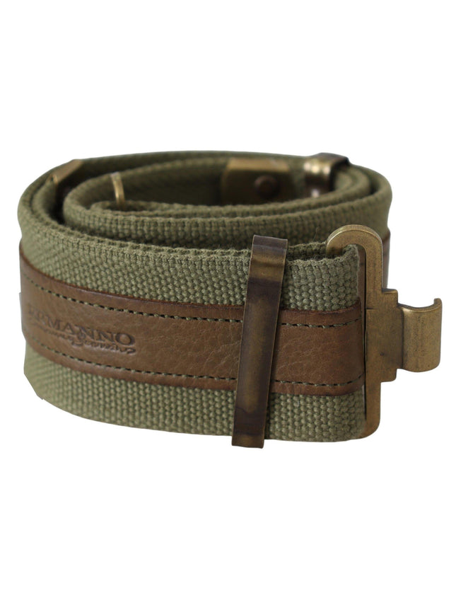 Ermanno Scervino Green Leather Rustic Bronze Buckle Army Belt - Ellie Belle