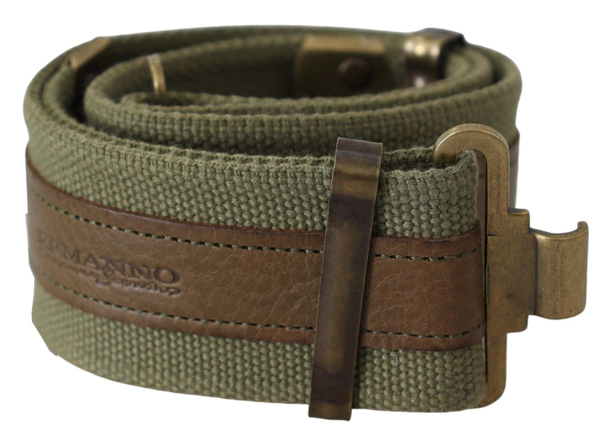 Ermanno Scervino Green Leather Rustic Bronze Buckle Army Belt - Ellie Belle