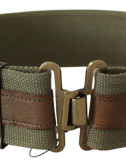 Ermanno Scervino Green Leather Rustic Bronze Buckle Army Belt - Ellie Belle