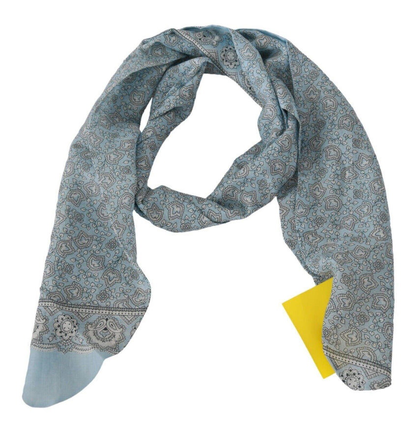 Ermanno Scervino Light Blue Bandana Wrap Shawl Foulard Scarf - Ellie Belle