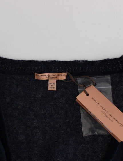 Ermanno Scervino Lingerie Knit Blue Wool Sweater Cardigan - Ellie Belle