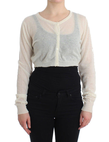 Ermanno Scervino Lingerie Knit Cropped Wool Sweater Cardigan