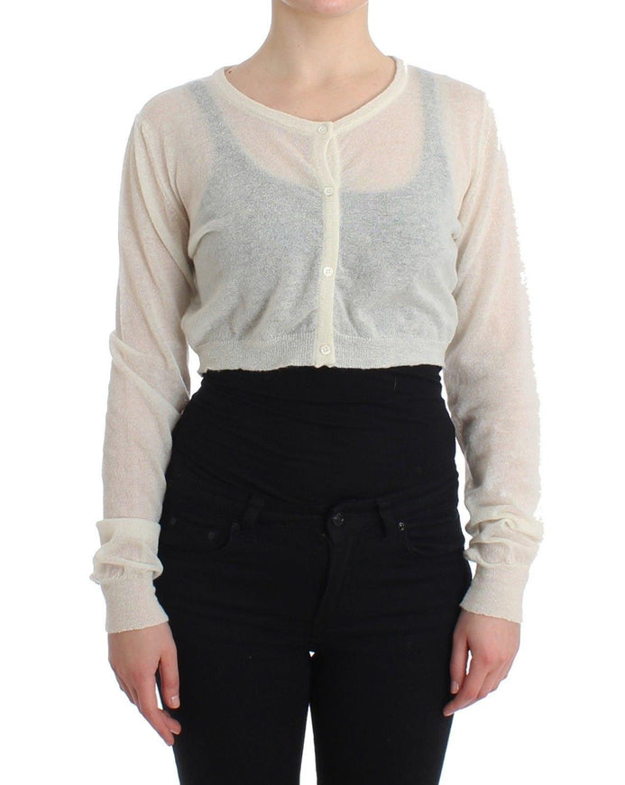 Ermanno Scervino Lingerie Knit Cropped Wool Sweater Cardigan