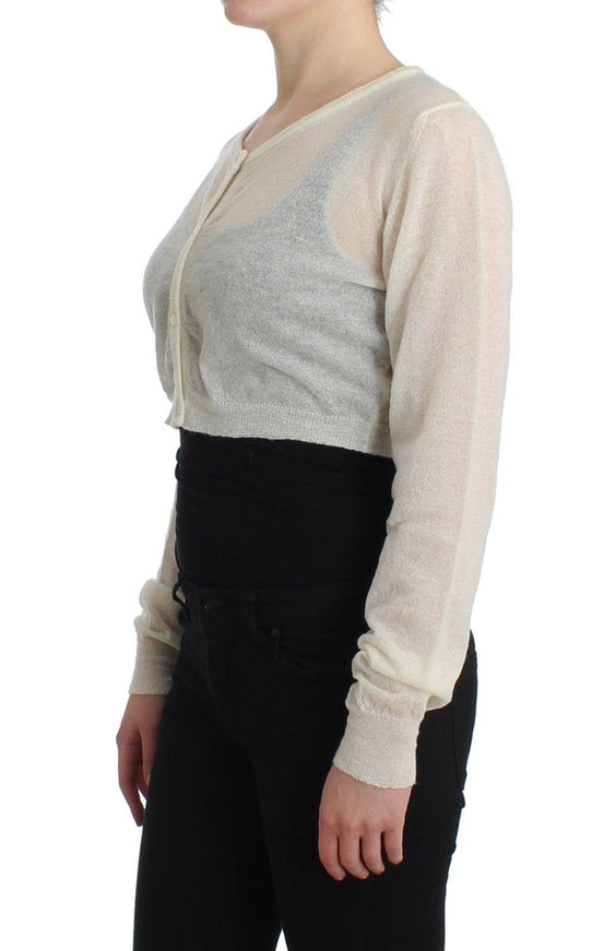 Ermanno Scervino Lingerie Knit Cropped Wool Sweater Cardigan