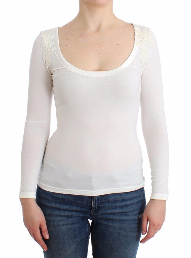 Ermanno Scervino Lingerie White Top Blouse Jumper Lace Rayon