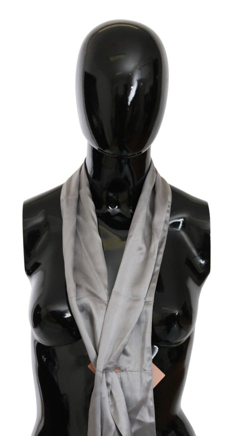 Ermanno Scervino Metallic Silver Silk Neck Wrap Shawl Scarf - Ellie Belle