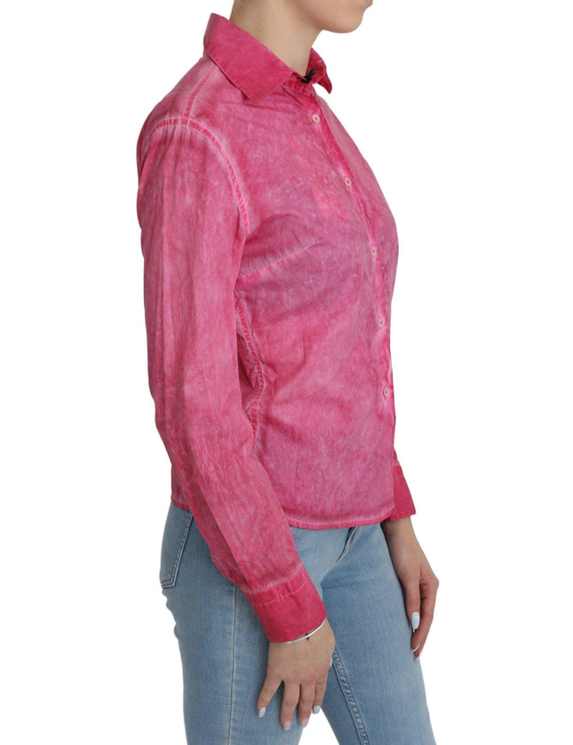 Ermanno Scervino Pink Collared Long Sleeve Shirt Blouse Top - Ellie Belle