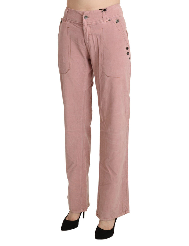 Ermanno Scervino Pink High Waist Straight Cotton Trouser Pants - Ellie Belle