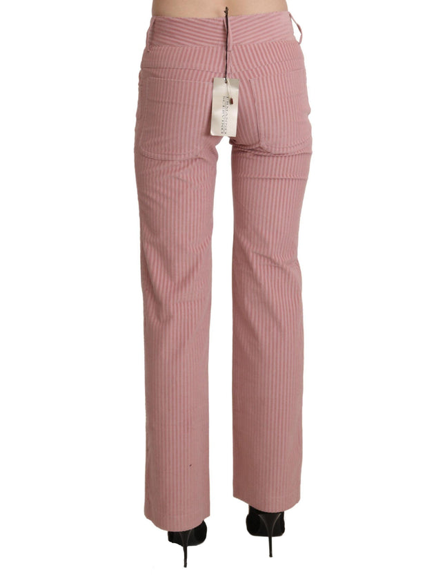 Ermanno Scervino Pink Mid Waist Straight Trouser Cotton Pants - Ellie Belle