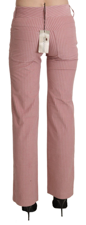 Ermanno Scervino Pink Mid Waist Straight Trouser Cotton Pants