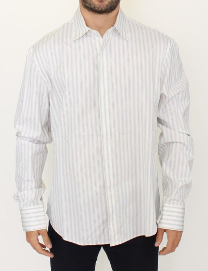 Ermanno Scervino White Black Striped Regular Fit Casual Shirt - Ellie Belle