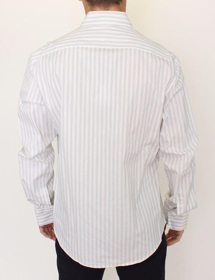 Ermanno Scervino White Black Striped Regular Fit Casual Shirt - Ellie Belle