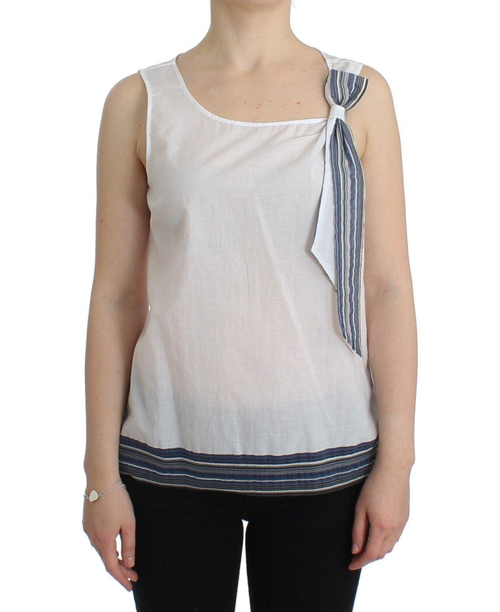 Ermanno Scervino White Blue Top Blouse Tank Shirt Sleeveless