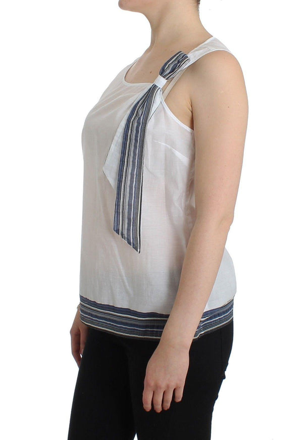 Ermanno Scervino White Blue Top Blouse Tank Shirt Sleeveless