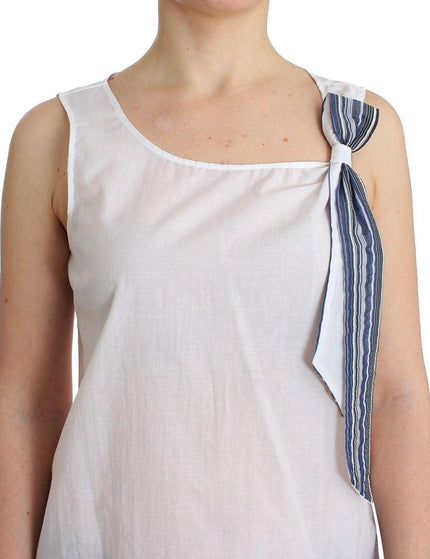Ermanno Scervino White Blue Top Blouse Tank Shirt Sleeveless - Ellie Belle