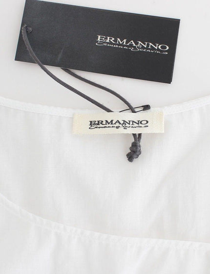 Ermanno Scervino White Blue Top Blouse Tank Shirt Sleeveless - Ellie Belle