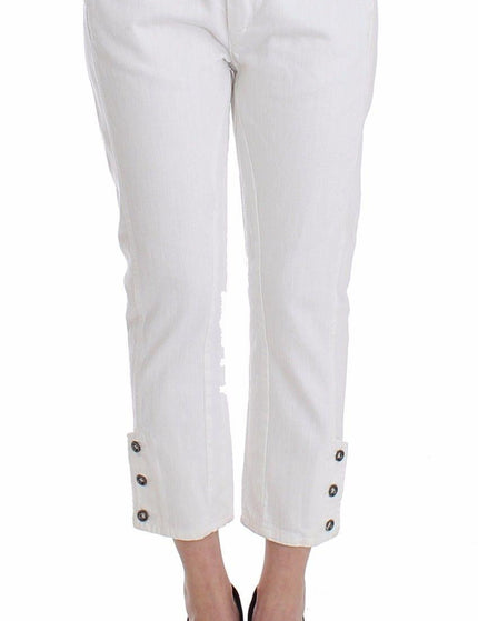 Ermanno Scervino White Cropped Jeans Denim Pants Branded Capri