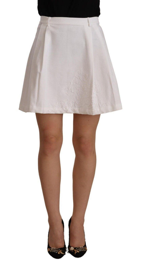 Ermanno Scervino White High Waist A-line Mini Cotton Skirt - Ellie Belle