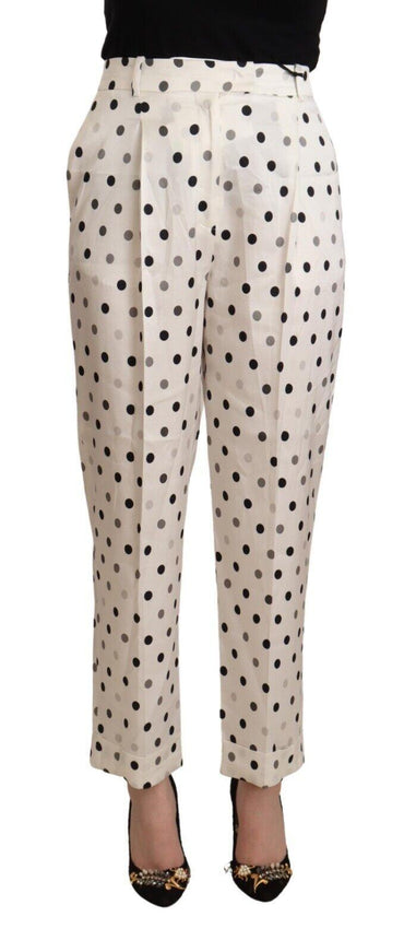 Ermanno Scervino White Polka Dotted High Waist Tapered Pants - Ellie Belle