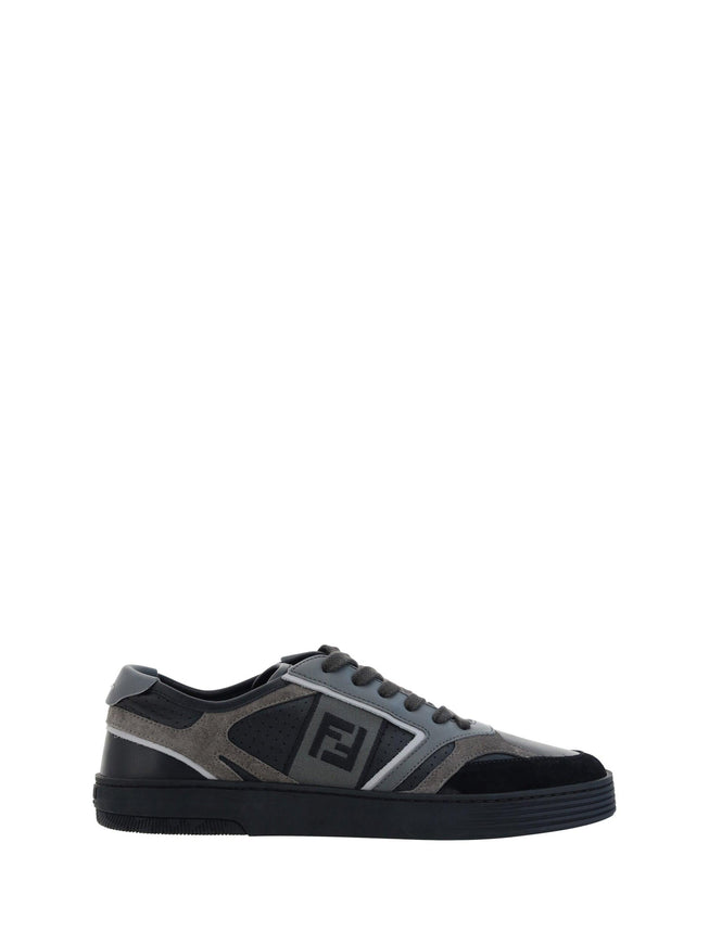 Fendi Black Calf Leather Low Top Sneakers - Ellie Belle