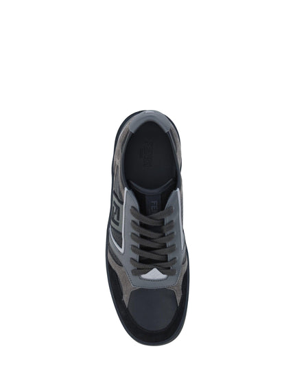 Fendi Black Calf Leather Low Top Sneakers - Ellie Belle