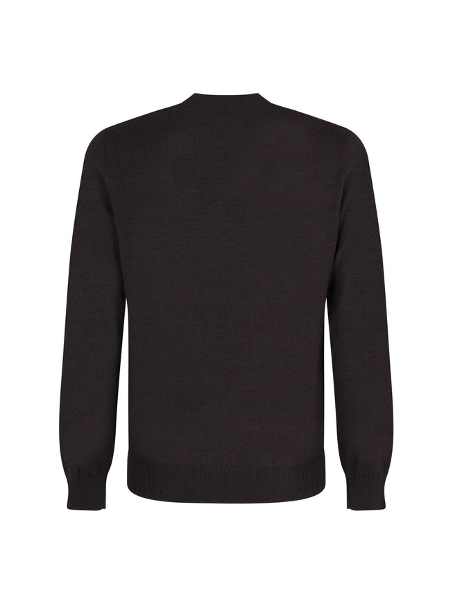 Fendi Brown Wool Logo Details Sweater