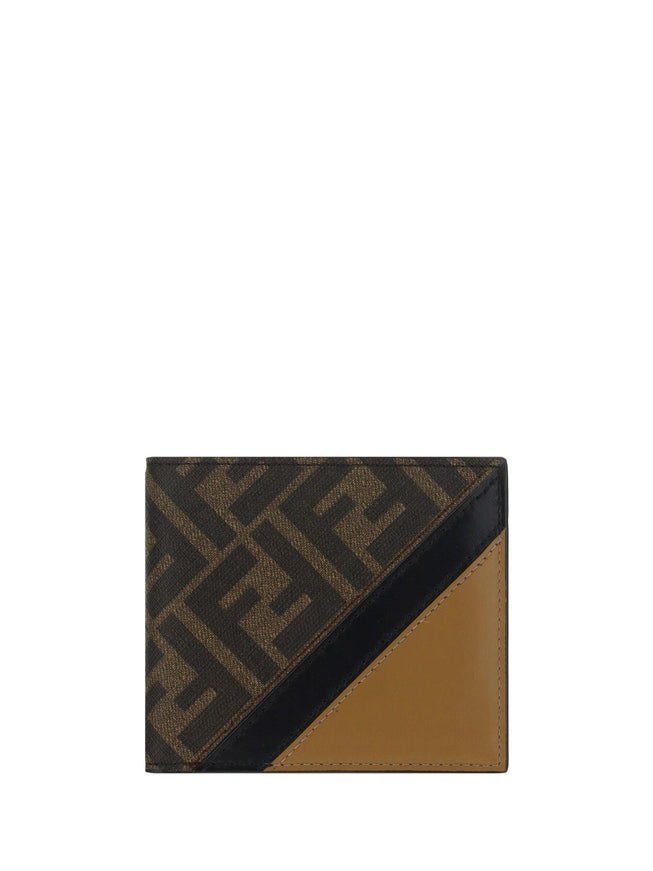 Fendi Fabric and Leather Brown Bifold Wallet