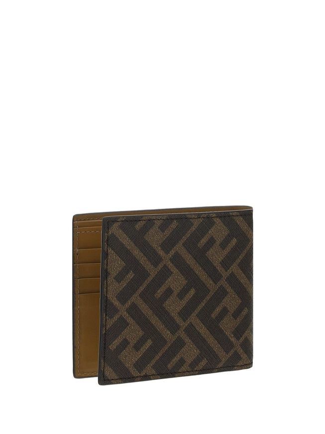 Fendi Fabric and Leather Brown Bifold Wallet