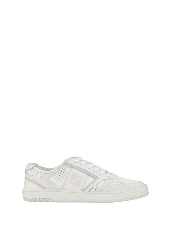 Fendi White Calf Leather Low Top Sneakers - Ellie Belle