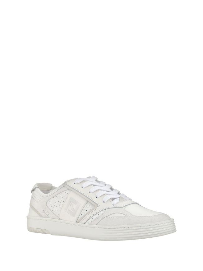 Fendi White Calf Leather Low Top Sneakers - Ellie Belle