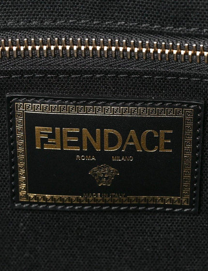 FENDI X VERSACE Canvas Fendace Logo Large Shopping Tote Black - Ellie Belle