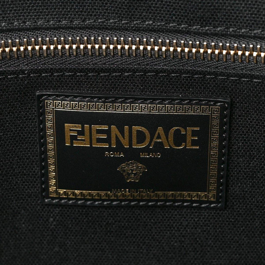 FENDI X VERSACE Canvas Fendace Logo Large Shopping Tote Black - Ellie Belle