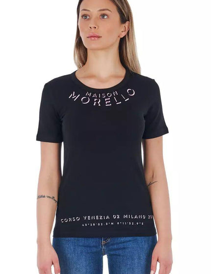 Frankie Morello Black Cotton Tops & T-Shirt - Ellie Belle