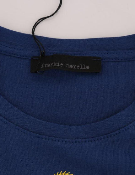Frankie Morello Blue Cotton RIDERS Crewneck T-Shirt - Ellie Belle